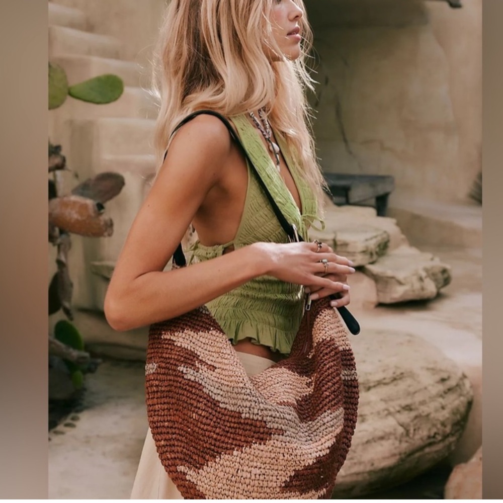 NWOT Free People Santorini Leather Handcrafted Tote Bag